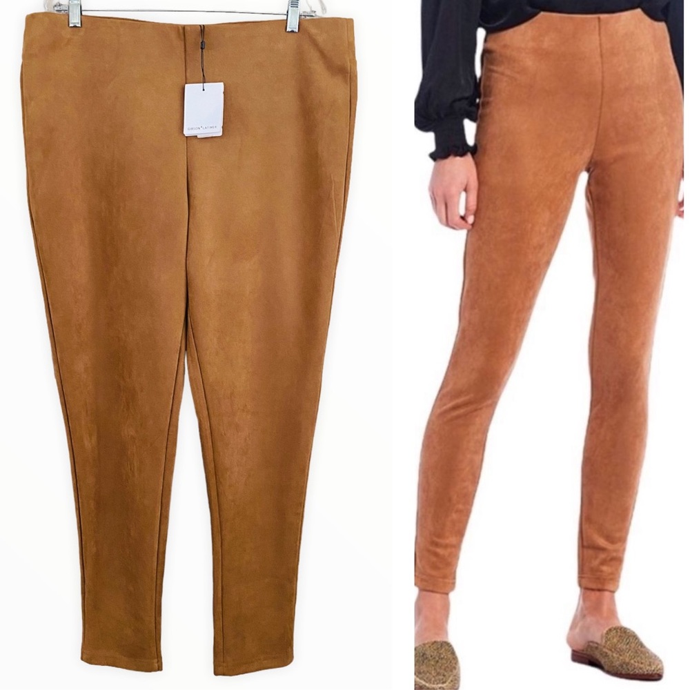 Gibson + Latimer NWT Faux Suede Pull On Stretch Skinny Ankle Pant Size XXL